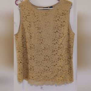 Elegant Gold Lace Sleeveless Top - 18W